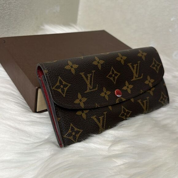 💯Authentic LOUIS VUITTON Monogram Emilie Wallet Red🍀 - Picture 10 of 15